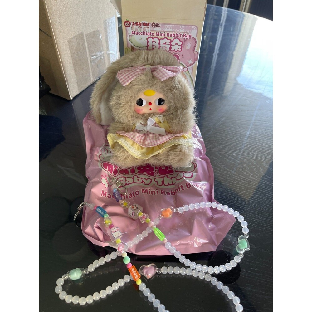 Baby Three "Macchiato Mini Rabbit" Bag - Brown w/Moving Eyes, Chain & Card NEW - Picture 2 of 8